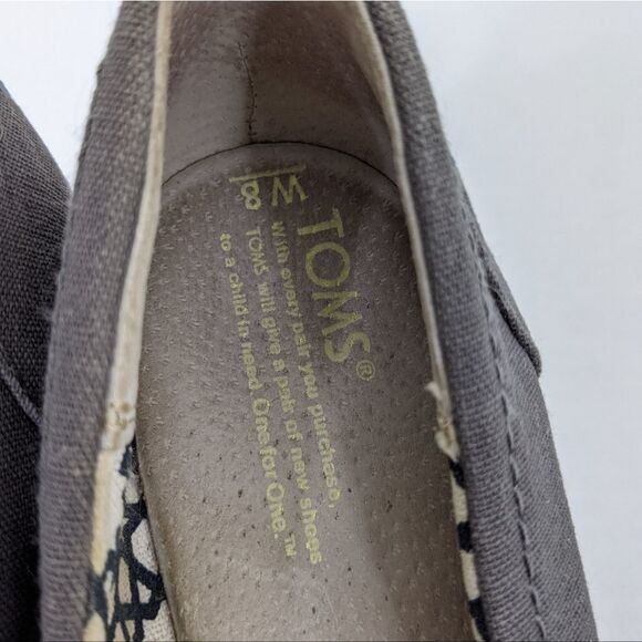 Toms Stella Peep Toe Jute Espadrille Wedges Gray 8 - Picture 7 of 8